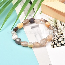 Bracciale elasticizzato con perline in agata del Botswana naturale&nbsp;BJEW-JB06988-04