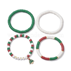 4pcs 4 bracelets extensibles en argile polymère faits à la main&nbsp;BJEW-TA00495