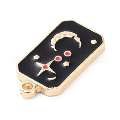タロット合金エナメルペンダント  ゴールドカラー  長方形のチャーム  ムーン  25x13x3mm  穴：2mm&nbsp;FIND-Z057-02G-01
