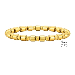男性用非磁性合成ヘマタイトビーズストレッチブレスレット  黄金メッキ  内径：2-3/8インチ（6cm）&nbsp;PW-WG61383-01