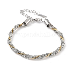 Двухцветные браслеты из нержавеющей стали 304 с цепочкой-коробкой для женщин и мужчин BJEW-Q028-01GP