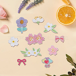 50 шт. 10 шт. самоклеящиеся нашивки на ткань с компьютерной вышивкой в виде цветка/банта/сердца DIY-AR0003-20