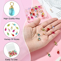 40шт 5 цвета прозрачные стеклянные подвески&nbsp;PALLOY-FS00023