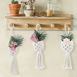 3 sac de rangement suspendu en coton tissé&nbsp;AJEW-FH0008-86