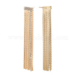 Серьги-гвоздики с цепочкой из прозрачного кубического циркония и кисточками&nbsp;EJEW-G321-19G