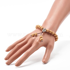 Bracelet de perles de mala en bois naturel pour hommes femmes&nbsp;BJEW-JB06906