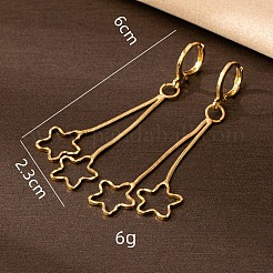 Pendientes de aro con borla de estrella de aleación para mujer&nbsp;WGF3701-01
