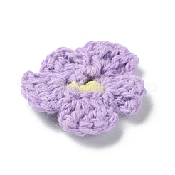 ツートーンの梅の花の手作りのかぎ針編みの綿の飾りアクセサリー  diyの裁縫工芸品の装飾用  ライラック  21~24x22~26x2~3mm&nbsp;AJEW-WH0326-51J