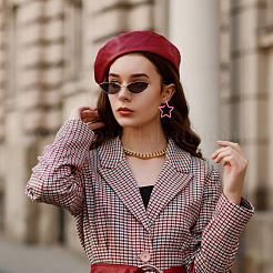 8 пара 8-х стилевых акриловых сережек-гвоздиков с выемками в форме прямоугольника и кисточки EJEW-AN0001-93