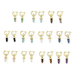 Серьги-кольца из смешанных натуральных камней&nbsp;EJEW-P306-01G