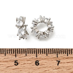 Herzförmige Messingperlen mit Mikropavé-Fassung aus klaren Zirkonia (europäischer Stil)&nbsp;KK-Z156-10P
