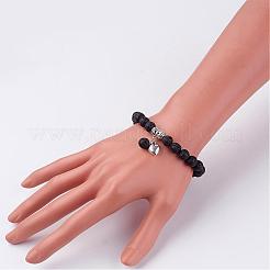 Bracelets de perles de pierre de lave naturelle&nbsp;BJEW-JB02351-01