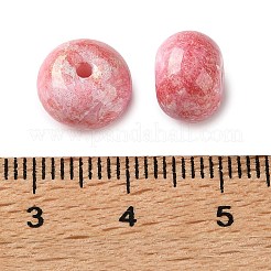 ベーキングペイント不透明ガラスビーズ  ロンデル  片穴  グリッターパウダー付き  ピンク  7x10mm  穴：1.6mm  約20個/袋&nbsp;GL-CBAF5F7-01A