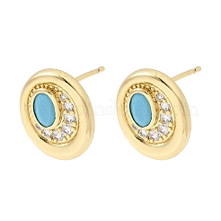 Boucles d'oreilles en laiton avec zircone cubique de micro pave&nbsp;EJEW-G471-13G-05