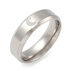 女性用ステンレス指輪201個  ムーン  ステンレス鋼色  6mm  内径：18mm&nbsp;RJEW-Z092-01P-02
