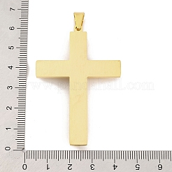 PVD真空メッキ304ステンレススチールビッグペンダント  クロスチャーム  宗教  ゴールドカラー  58.5x39x6mm  穴：4x8.5mm&nbsp;STAS-Z080-13G