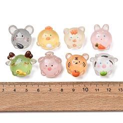 3D透明樹脂カボション  中国の十二支の動物  ミックスカラー  14~16x18~19.5x19.5~20mm&nbsp;RE-CBABCB4-01