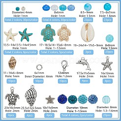 Наборы для самостоятельного изготовления браслетов из синтетической бирюзы и натуральных ракушек каури на морскую тематику&nbsp;DIY-PH0028-54