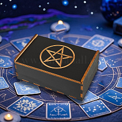 Прямоугольные гравированные фанерные деревянные коробки для хранения таро с раздвижной крышкой CON-WH20008-10B