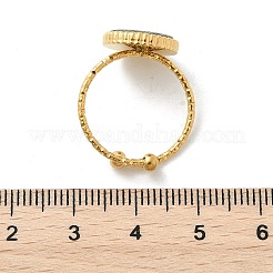 Плоские круглые манжеты из ракушки пауа из нержавеющей стали 304 для женщин X-RJEW-G346-10G-01