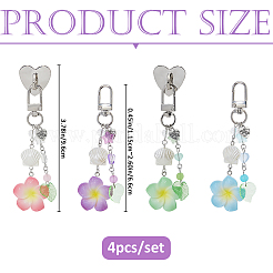 4 pz di decorazioni pendenti in resina e vetro a forma di fiore&nbsp;HJEW-FH00278