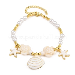 Armbänder mit Seestern- und Muschelanhängern aus Messing und Emaille für Damen&nbsp;LS-KK-CBA68DA-16G-02
