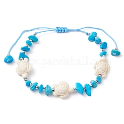 2 braccialetti da donna con perline intrecciate in turchese sintetico e magnesite naturale in 2 stili&nbsp;BJEW-JB10202