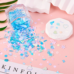 プラスチックスパンコールビーズ 100g  縫製工芸品の装飾  ライトブルー  6x6mm&nbsp;PVC-TA0001-04B