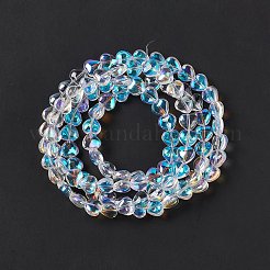 透明電気メッキガラスビーズ連売り  半分メッキ  ハート  8x8x5mm  穴：1mm  約100個/連  28.35''（72センチメートル）&nbsp;EGLA-E030-01H
