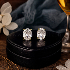 2 пара серег-гвоздиков из латуни двух цветов с микропаве из прозрачных кубических цирконий&nbsp;EJEW-GO0003-27