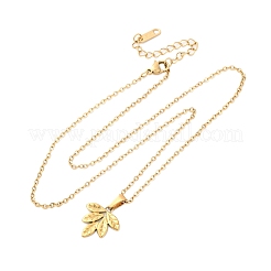 Ожерелья с подвесками в виде листьев из нержавеющей стали 304 NJEW-H059-29C-G