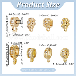 16 pz. 8 stili di ganci per tubi in ottone con zirconia cubica&nbsp;KK-HY0004-44
