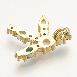 真鍮製マイクロパヴェキュービックジルコニアペンダント  文字L  カラフル  ゴールドカラー  文字.k  19x13.5x6mm  穴：3x2mm&nbsp;ZIRC-S061-64K
