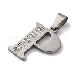 ステンレスペンダント201個  ラインストーン付き  文字L  文字p  25x18x2mm  穴：6x3mm&nbsp;STAS-Q342-53P-P