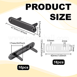 16 шт. Декоративные застежки для сумок овальной формы из цинкового сплава&nbsp;PURS-PH0001-35B