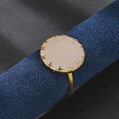 Плоские круглые кольца из натурального розового кварца&nbsp;RJEW-R009-01G-02