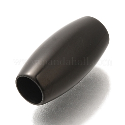 304ステンレススチールヨーロピアンビーズ  大穴ビーズ  バレル  ブラック  17.5x8.5mm  穴：5mm&nbsp;STAS-G350-01A-EB