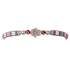 Braccialetti di perline di vetro intrecciate per le donne&nbsp;BJEW-MZ00122-03