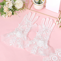 Gants de mariée en dentelle de polyester&nbsp;AJEW-WH20120-23B