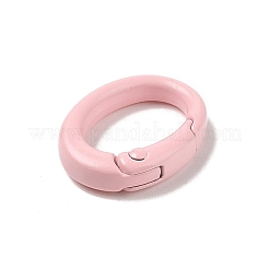スプレー塗装された合金スプリングゲートリング  オーバル  ピンク  19.5x15x4.5mm&nbsp;AJEW-C035-01C