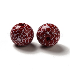 Хэллоуин печатные паутины цветные деревянные европейские бусины&nbsp;X1-WOOD-K007-04E