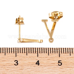 イオンプレーティング（IP）304ステンレススチールスタッドピアス  女性のための  V字  11.5x8mm  穴：1mm  ピン：0.7mm&nbsp;FIND-Q103-01V-G