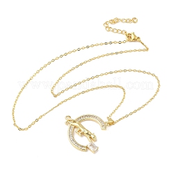 Ожерелья с подвеской из латуни с микропаве и прозрачным кубическим цирконием для женщин NJEW-S449-01B-G