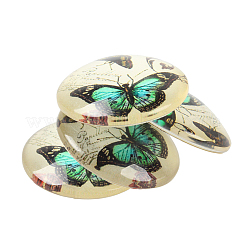 Farfalla metà vetro stampato cabochon rotondo / dome&nbsp;X-GGLA-N004-10mm-C