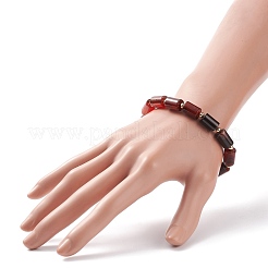 Bracciale elasticizzato con perline a colonna in agata naturale&nbsp;BJEW-JB08658-02