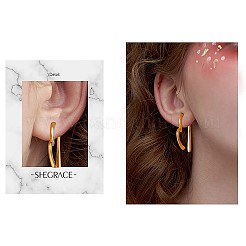 女性用ブラスハートダングルスタッドピアス、スターリングシルバーピン925本付き  ゴールドカラー  36x33mm  ピン：0.8mm&nbsp;JE1091A