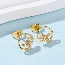 Серьги-гвоздики из циркония&nbsp;LS-EJEW-D328-04G-02