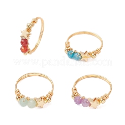 4 шт. 4 стильных кольца с натуральными драгоценными камнями&nbsp;RJEW-TA00226