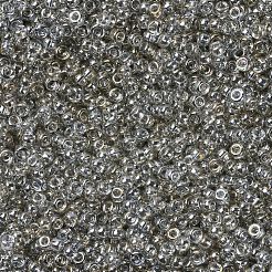 MIYUKIラウンドロカイユビーズ  日本製シードビーズ  （rr1881)透明シルバーグレーゴールド光沢  11/0  2x1.3mm  穴：0.8mm  約1100PCS /ボトル  10 G /ボトル&nbsp;SEED-JP0008-RR1881