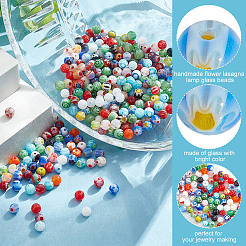 4 нити круглых стеклянных бусин миллефиори ручной работы LAMP-GO0001-13